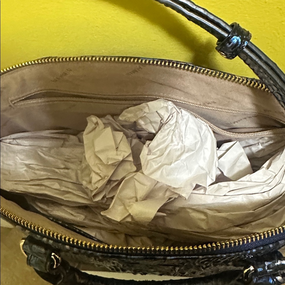 Brahmin Black Croc-Embossed Top-Handle Satchel - Picture 5 of 5